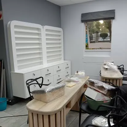 Salon project: salon tables shelving