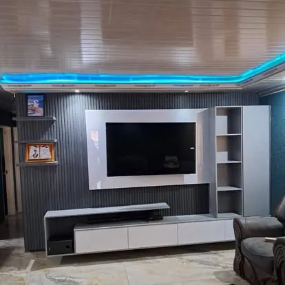 TV stands project: tv wall blue led