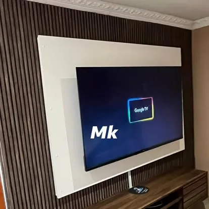 Slatted TV wall