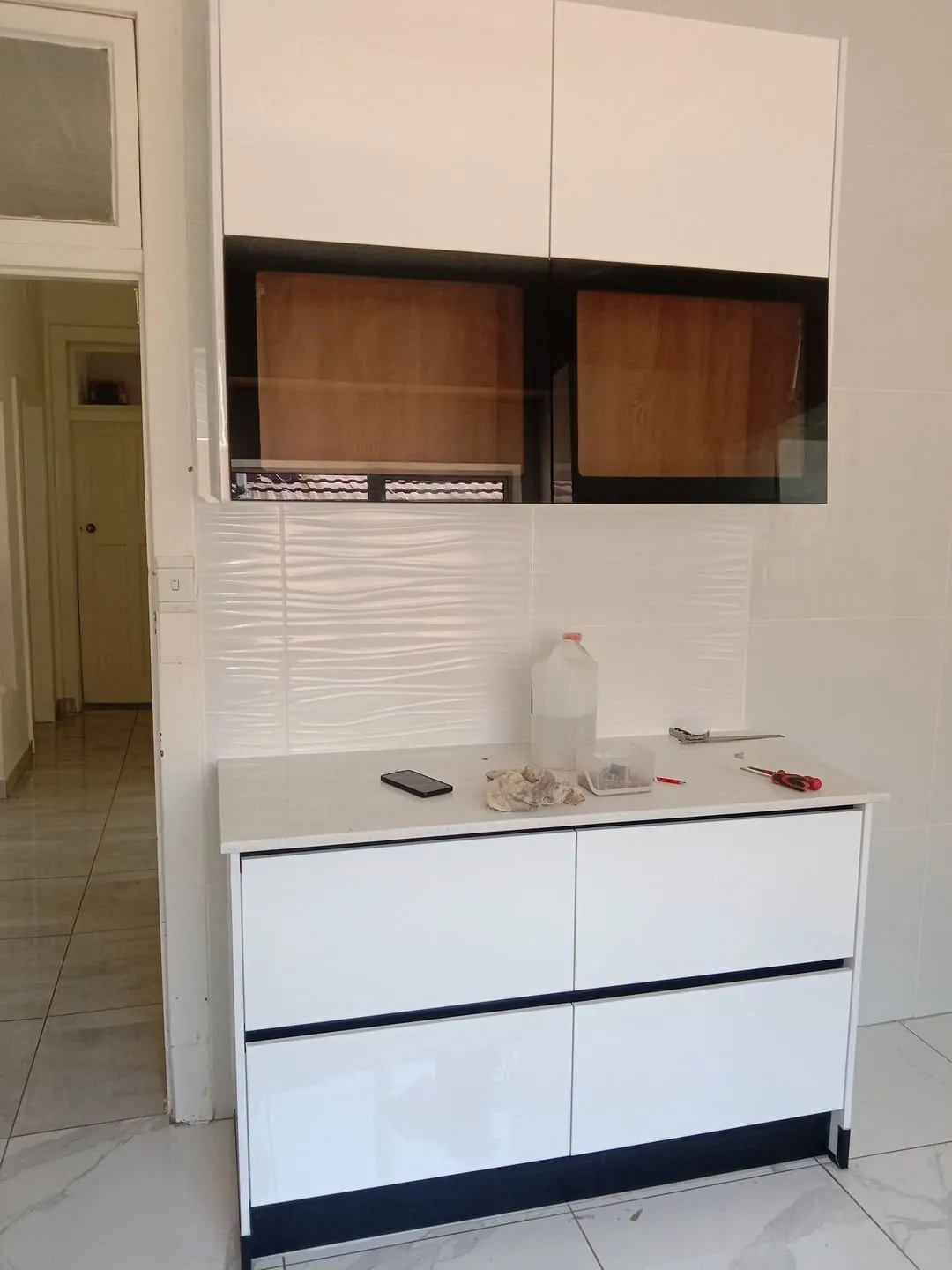 Shelves and units project: unit white oak top